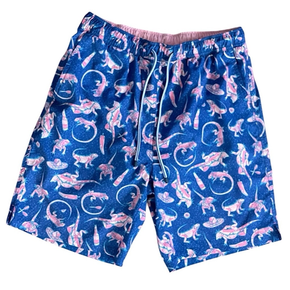 Peter Millar Seaside Collection Swim Trunks Mens Medium Lizard gecko Print Lined